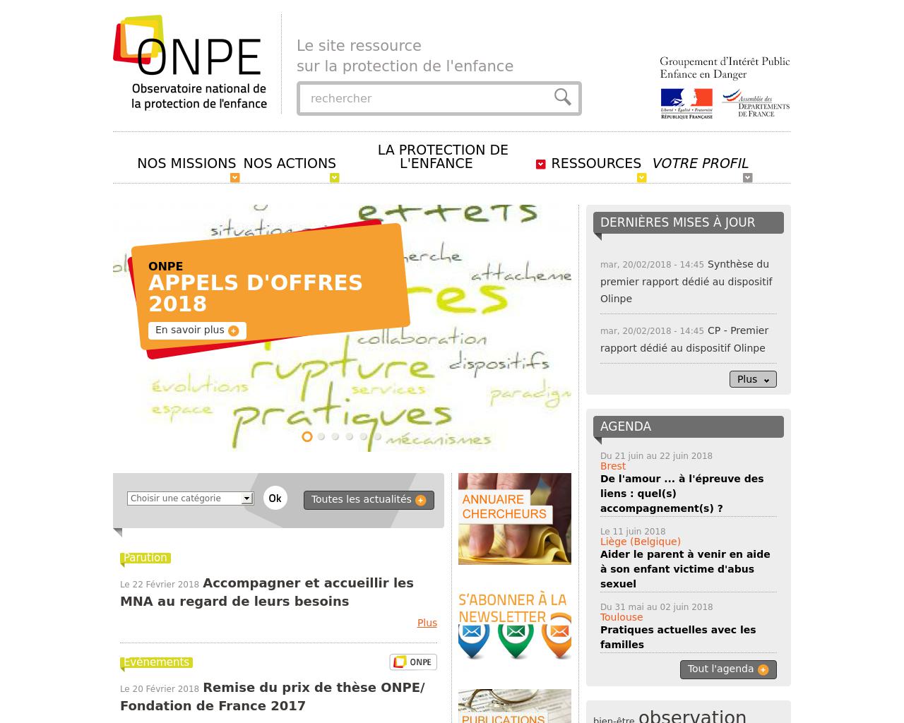 Observatoire National de la Protection de l'Enfance Observatoire National de la Protection de l'Enfance