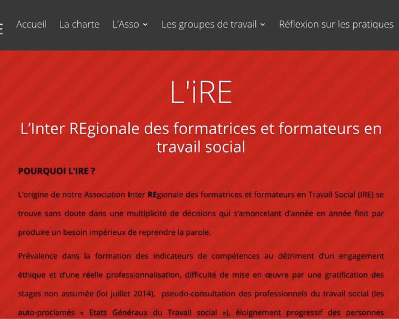 L'iRE - L’Inter REgionale des formatrices et formateurs en travail social