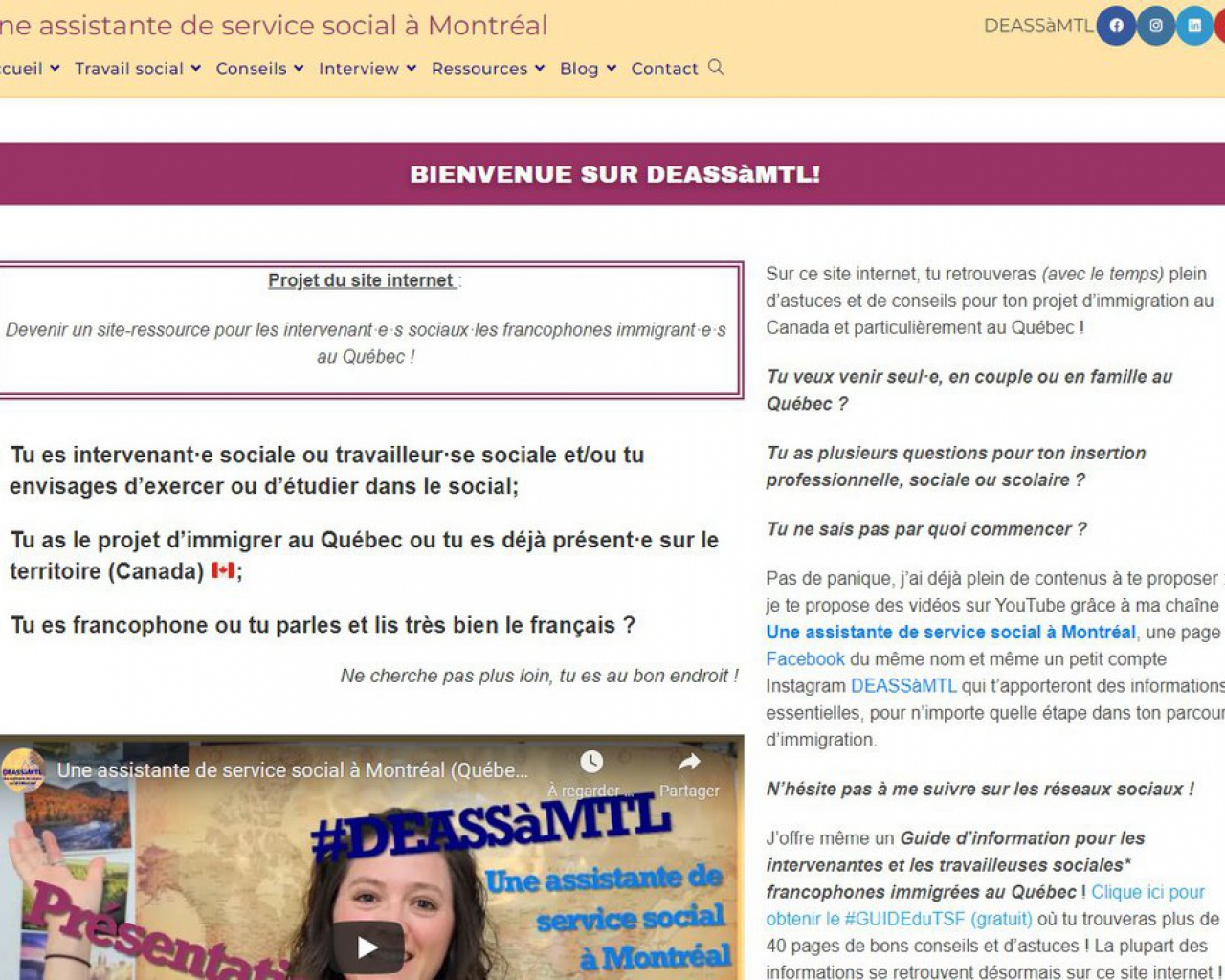 Une assistante de service social à Montréal Une assistante de service social à Montréal