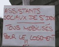 Manifestation des travailleurs sociaux pour le droit au logement pour tous