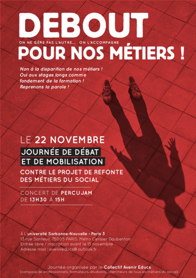 "Debout pour nos métiers"  : Journée de débat et de mobilisation proposée par Avenir Educs "Debout pour nos métiers"  : Journée de débat et de mobilisation proposée par Avenir Educs