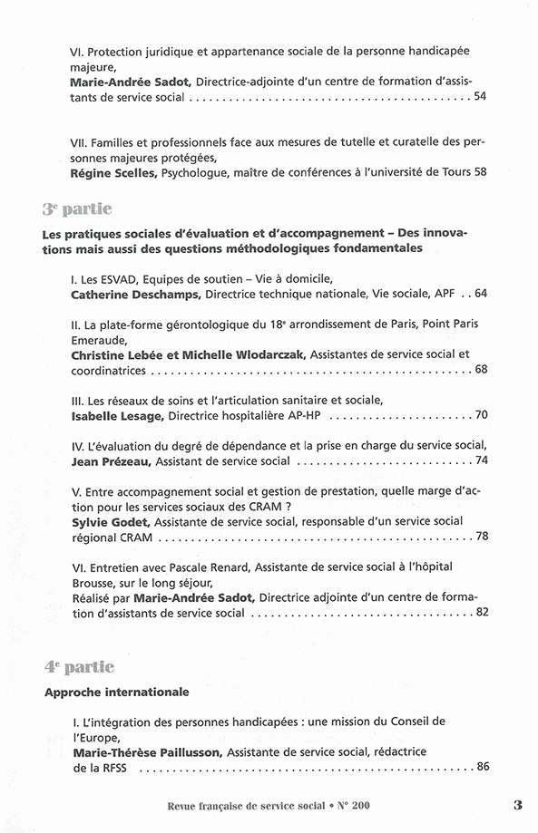 RFSS N°200 : "Autonomie Dépendance : Pratiques sociales d'évaluation et d'accompagnement"