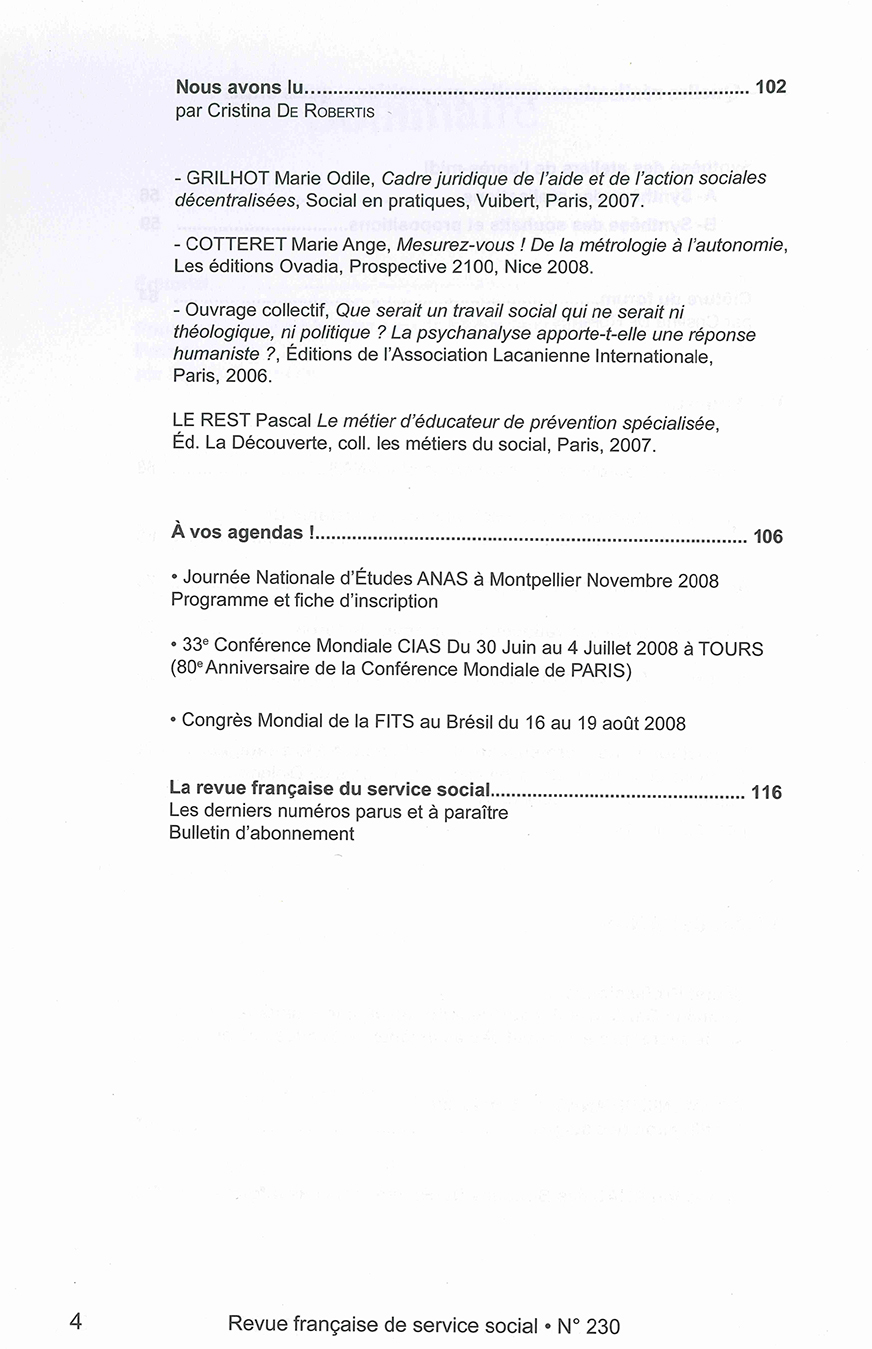 RFSS N°230 : "Positionnement professionnel : face aux mutations, mobilisons nos compétences - Actes du forum" RFSS N°230 : "Positionnement professionnel : face aux mutations, mobilisons nos compétences - Actes du forum"