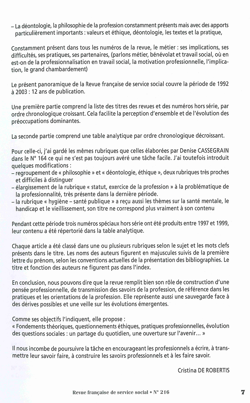 RFSS N°216 : "L'index des 12 années de la Revue & Conférence de consensus liberté d'aller et venir dans les établissements sanitaires et médico-sociaux, et obligation de soins et de sécurité"