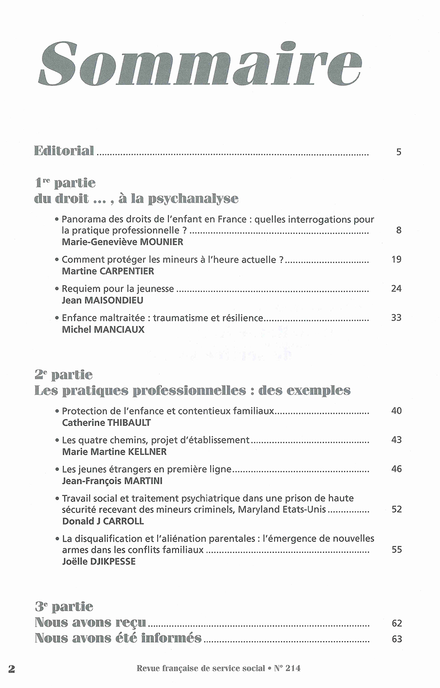 RFSS N°214 : "Comment protéger les mineurs à l'heure actuelle ? Des interrogations pour la pratique professionnelle"