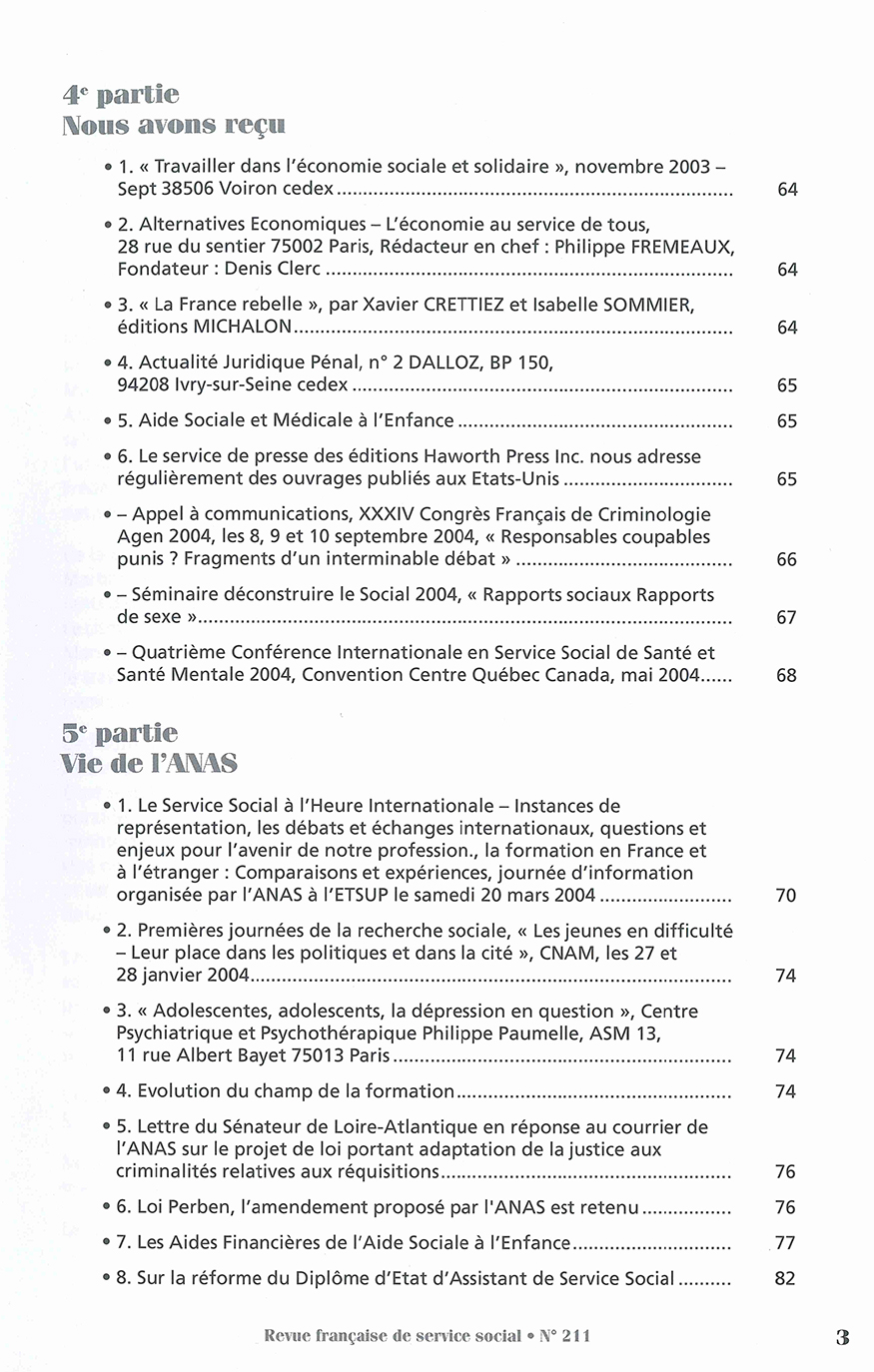 RFSS N°211 : "Nouveaux modes de gestion de l'action sociale" RFSS N°211 : "Nouveaux modes de gestion de l'action sociale"