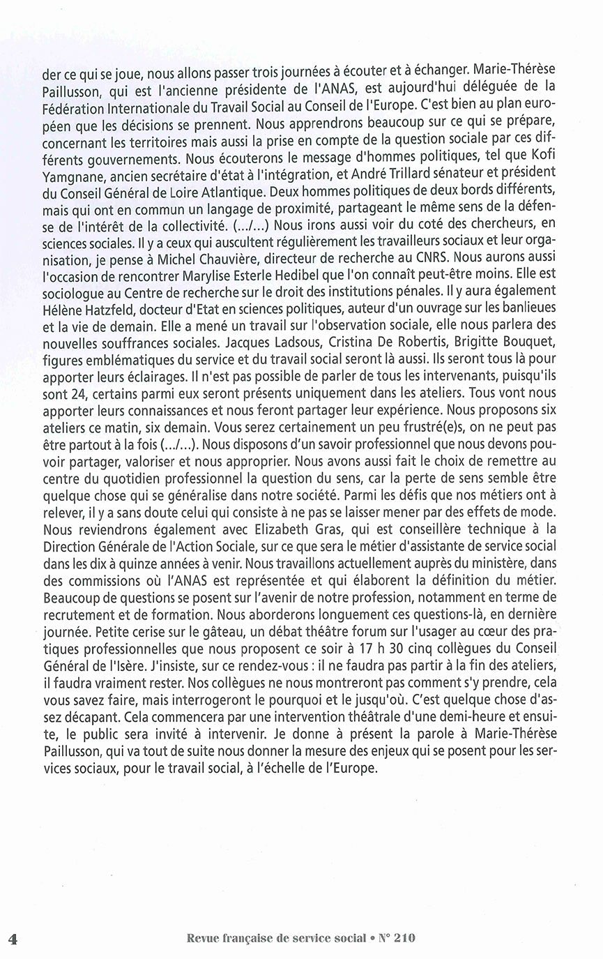 RFSS N°210 : "Travail social, le grand chambardement" RFSS N°210 : "Travail social, le grand chambardement"