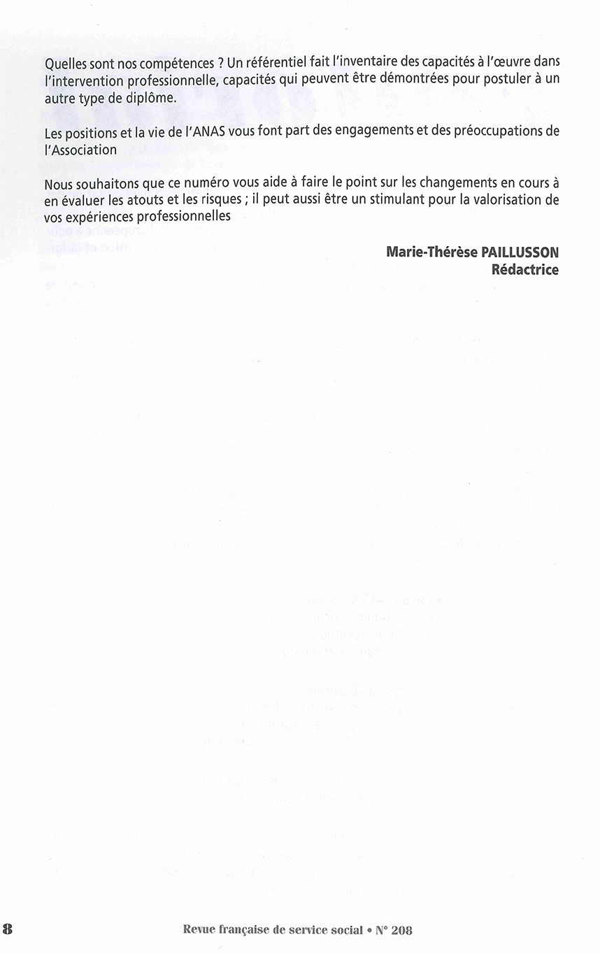 RFSS N°208 : "Compétences, Formation, Validation des acquis" RFSS N°208 : "Compétences, Formation, Validation des acquis"
