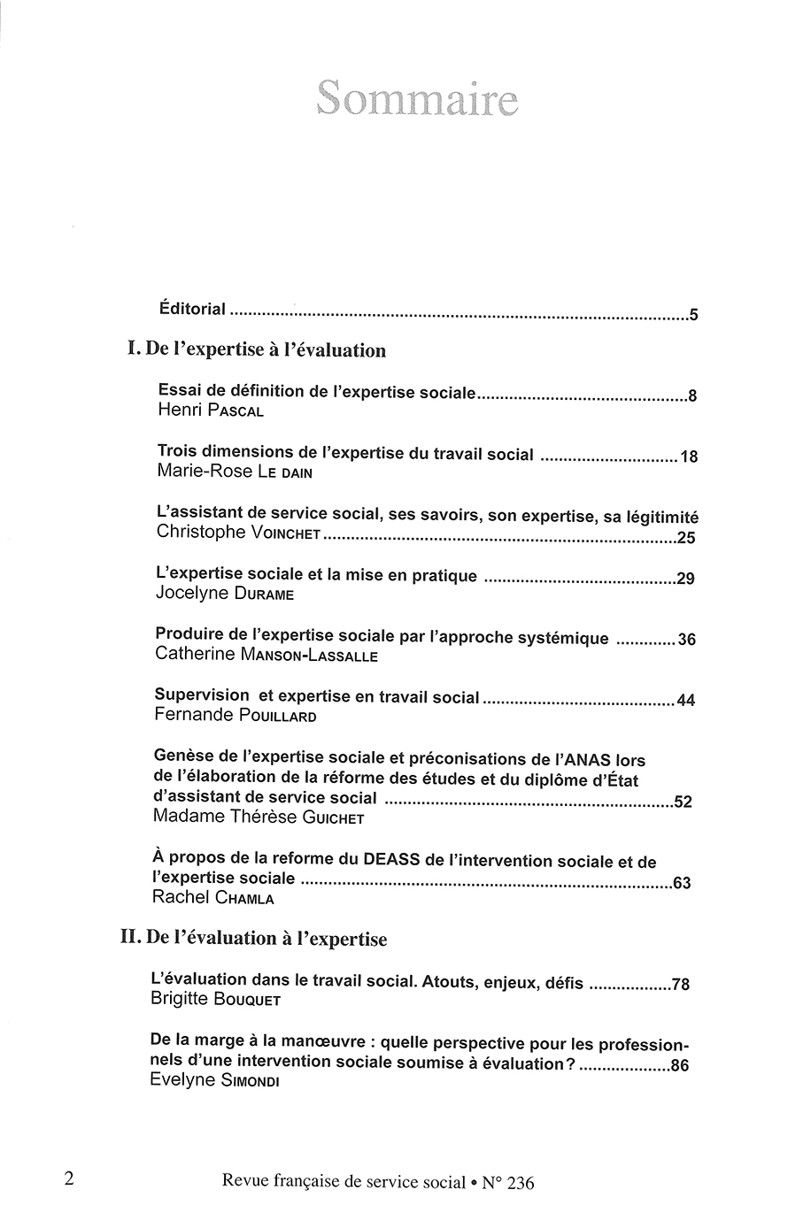 RFSS N°236 : "Expertise et évaluation : Affirmer nos compétences" RFSS N°236 : "Expertise et évaluation : Affirmer nos compétences"