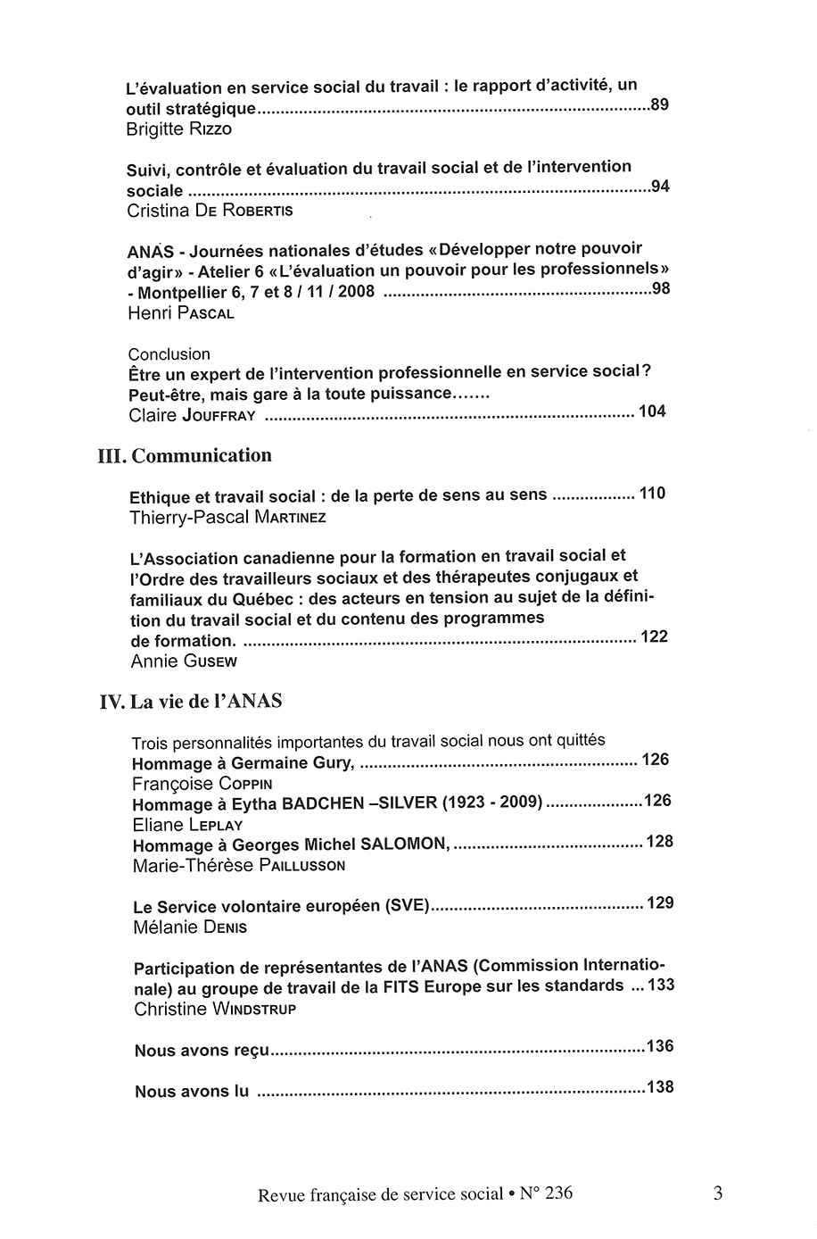 RFSS N°236 : "Expertise et évaluation : Affirmer nos compétences" RFSS N°236 : "Expertise et évaluation : Affirmer nos compétences"