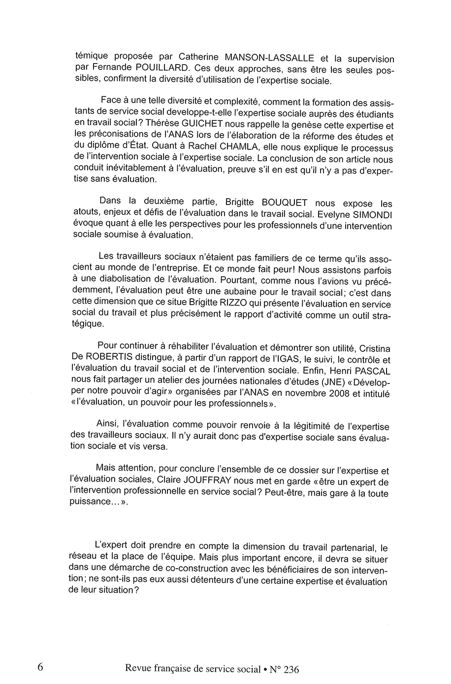 RFSS N°236 : "Expertise et évaluation : Affirmer nos compétences" RFSS N°236 : "Expertise et évaluation : Affirmer nos compétences"