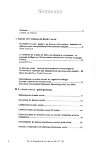 RFSS N°237 : "Le dossier social à l'épreuve de l'informatique" RFSS N°237 : "Le dossier social à l'épreuve de l'informatique"