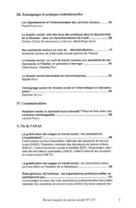 RFSS N°237 : "Le dossier social à l'épreuve de l'informatique" RFSS N°237 : "Le dossier social à l'épreuve de l'informatique"