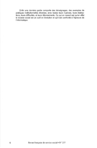 RFSS N°237 : "Le dossier social à l'épreuve de l'informatique" RFSS N°237 : "Le dossier social à l'épreuve de l'informatique"