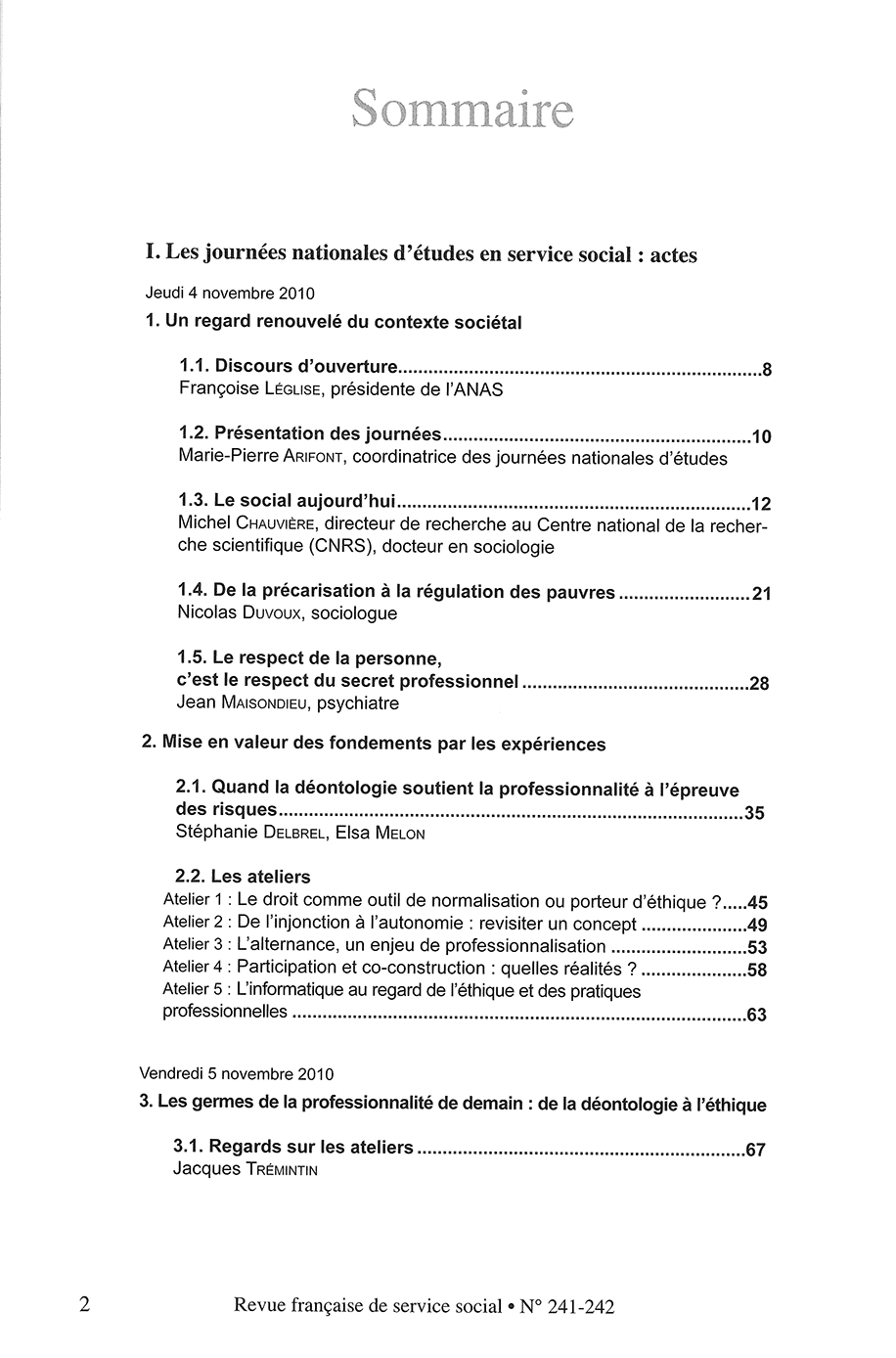 RFSS N°241-242 : "Etre professionnel aujourd'hui" RFSS N°241-242 : "Etre professionnel aujourd'hui"