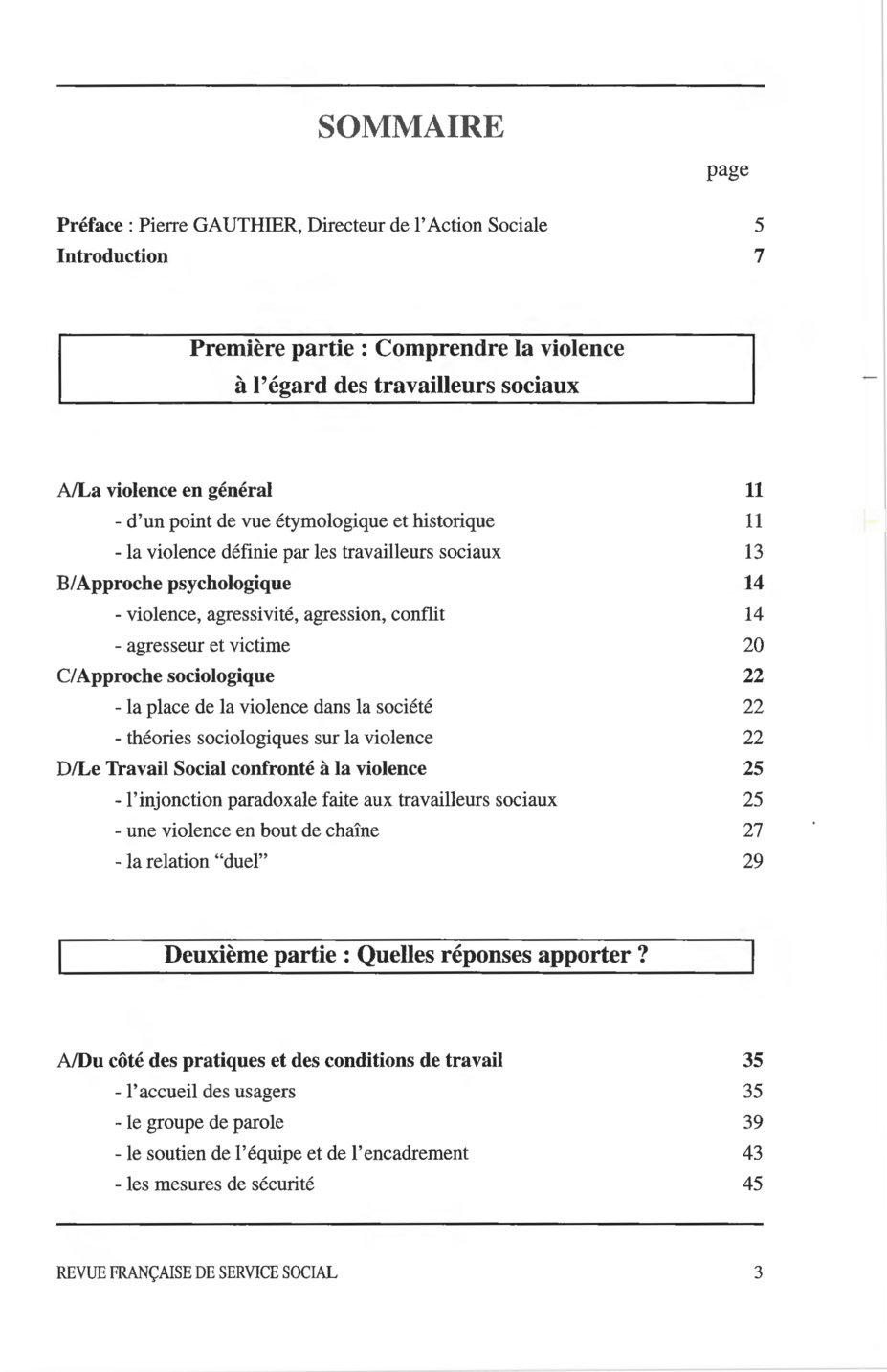 Hors-série Novembre 1997 : "La violence à l'encontre des travailleurs sociaux"