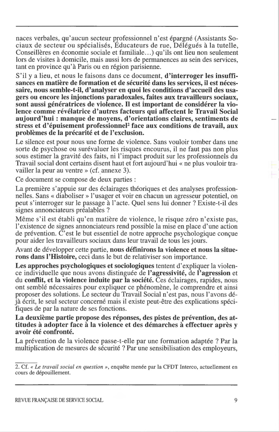 Hors-série Novembre 1997 : "La violence à l'encontre des travailleurs sociaux"