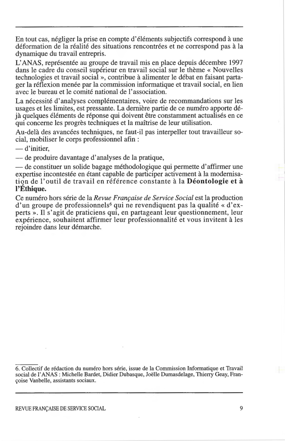 Hors-série Septembre 1998 : "Nouvelles technologies et travail social : vers un travail social informatisé ?"