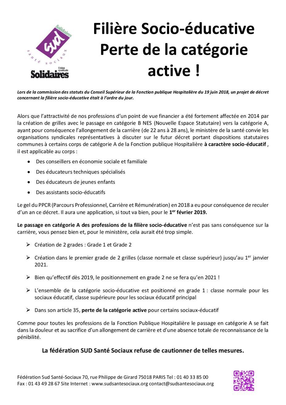Perte de la catégorie active des assistants sociaux hospitaliers. Pas de droit, pas de choix ? Perte de la catégorie active des assistants sociaux hospitaliers. Pas de droit, pas de choix ?