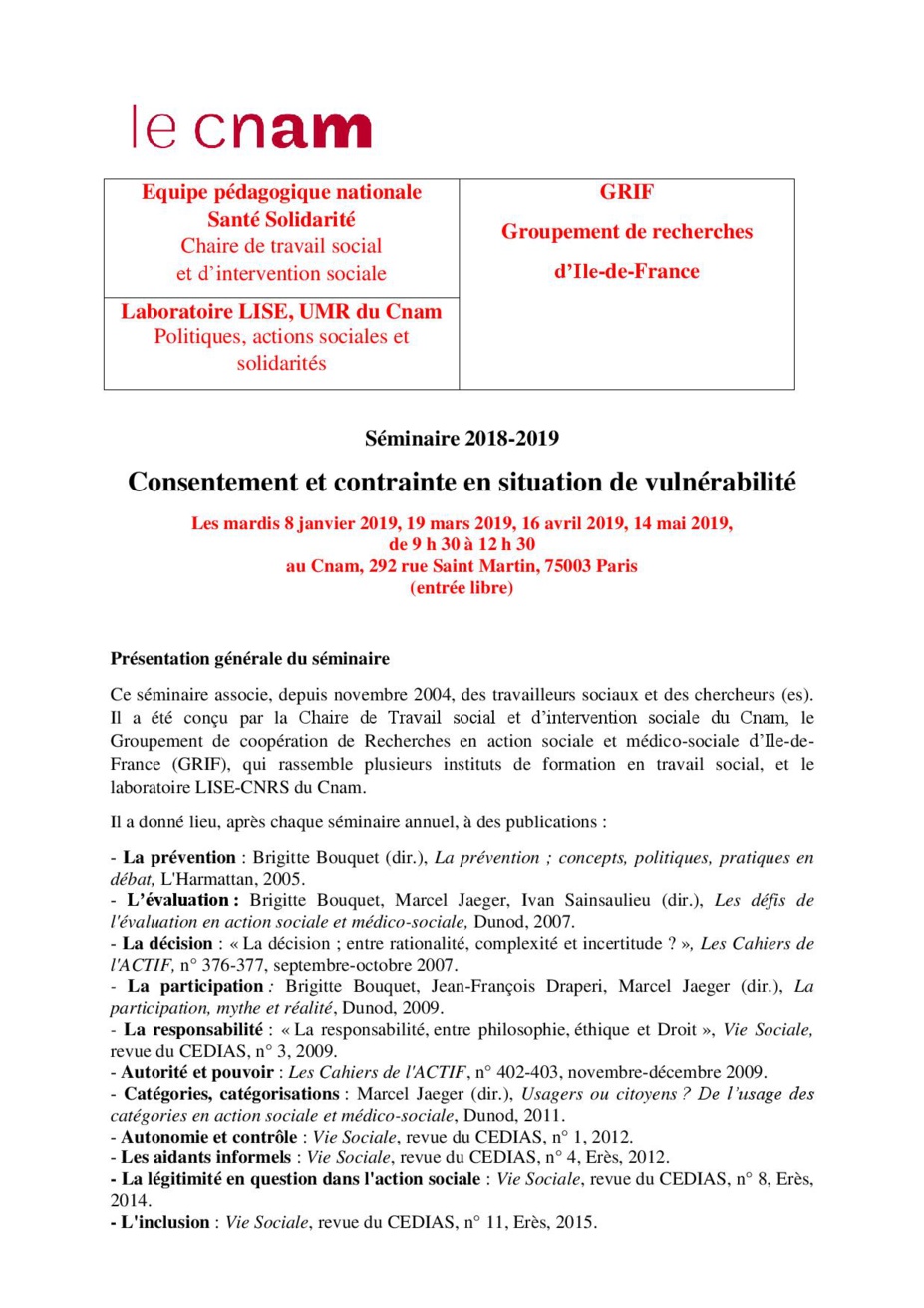 Consentement et contrainte en situation de vulnérabilité Consentement et contrainte en situation de vulnérabilité
