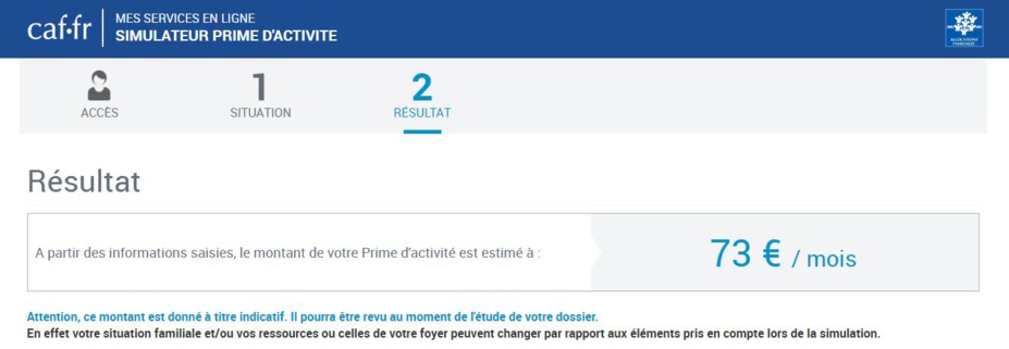 Le montant de la prime d'activité qui m'est personnellement estimé pour février 2020