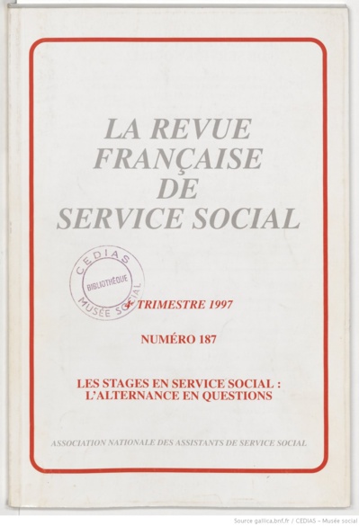 La Revue française de service social n° 187 - Décembre 1997 La Revue française de service social n° 187 - Décembre 1997