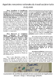 Appel des rencontres nationales du travail social en lutte 21.03.2020 Appel des rencontres nationales du travail social en lutte 21.03.2020