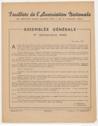 Feuillets de l'Association Nationale des Assistantes Sociales Diplômées d'Etat - Janvier 1947