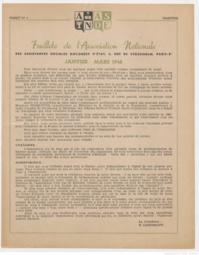 Feuillets de l'Association Nationale des Assistantes Sociales Diplômées d'Etat - Janvier-Mars 1948 Feuillets de l'Association Nationale des Assistantes Sociales Diplômées d'Etat - Janvier-Mars 1948