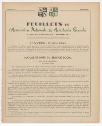 Feuillets de l'Association Nationale des Assistantes Sociales Diplômées d'Etat - Janvier-Mars 1949