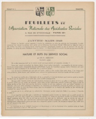 Feuillets de l'Association Nationale des Assistantes Sociales Diplômées d'Etat - Janvier-Mars 1949 Feuillets de l'Association Nationale des Assistantes Sociales Diplômées d'Etat - Janvier-Mars 1949