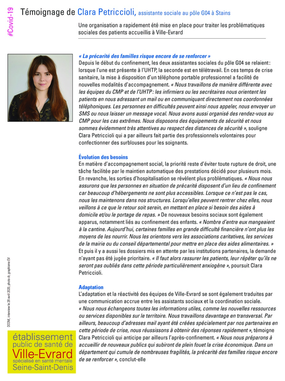 Témoignage - Clara Petriccioli, assistante de service social en psychiatrie Témoignage - Clara Petriccioli, assistante de service social en psychiatrie