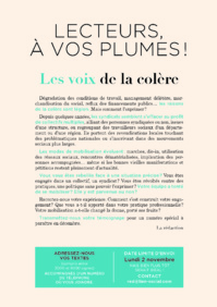 Revue Lien Social / Appel à contribution - Travailleurs sociaux : les raisons de leur colère ou de leur révolte Revue Lien Social / Appel à contribution - Travailleurs sociaux : les raisons de leur colère ou de leur révolte