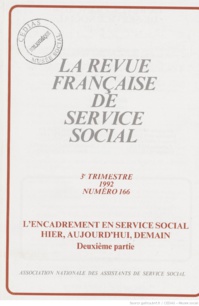 La Revue française de service social n° 166 - Septembre 1992 La Revue française de service social n° 166 - Septembre 1992