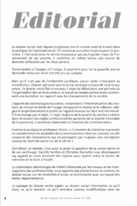 RFSS N°203 : "Le dossier social" RFSS N°203 : "Le dossier social"