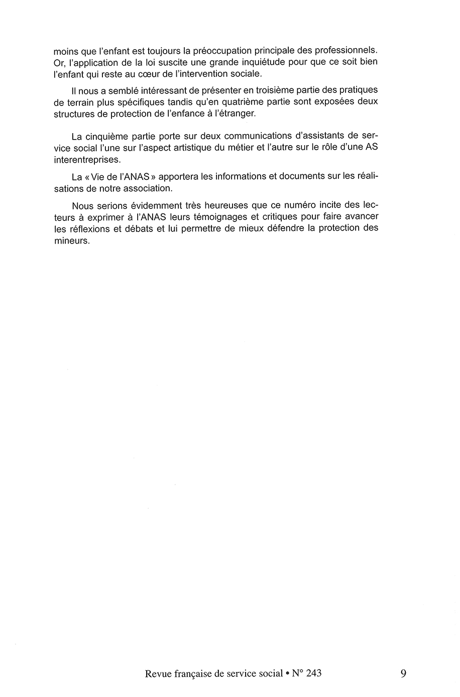 RFSS N°243: "Réforme de la protection de l’enfance : quelle protection pour les mineurs ?" RFSS N°243: "Réforme de la protection de l’enfance : quelle protection pour les mineurs ?"