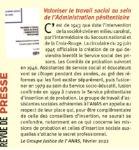 Le Groupe Justice de l'ANAS - Valoriser le travail social au sein de l'administration pénitentiaire  Analyses et propositions du groupe de travail « justice » de l’ANAS Le Groupe Justice de l'ANAS - Valoriser le travail social au sein de l'administration pénitentiaire  Analyses et propositions du groupe de travail « justice » de l’ANAS