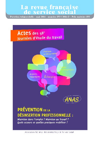 RFSS N°253 : JET 2014 : "Prévention de la désinsertion professionnelle" RFSS N°253 : JET 2014 : "Prévention de la désinsertion professionnelle"