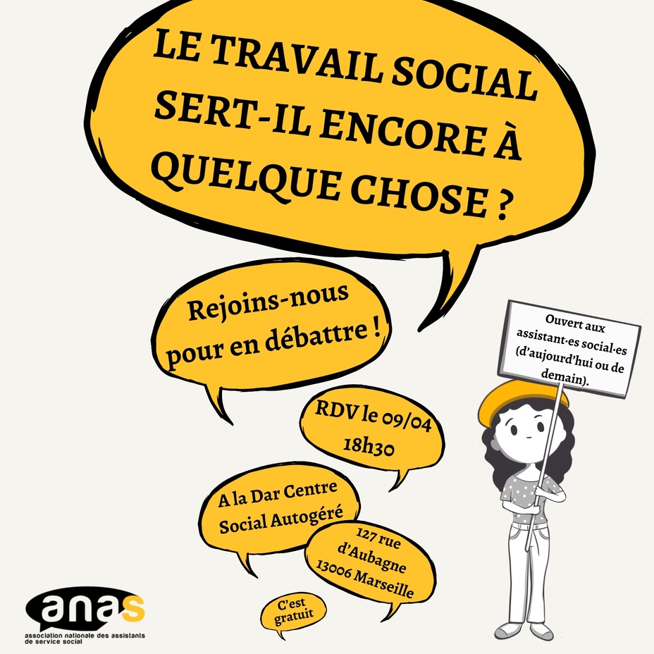Invitation – Discussion « Le travail social sert-il encore à quelque chose ? » de la section Sud-Est de l’ANAS – 9 avril 2026