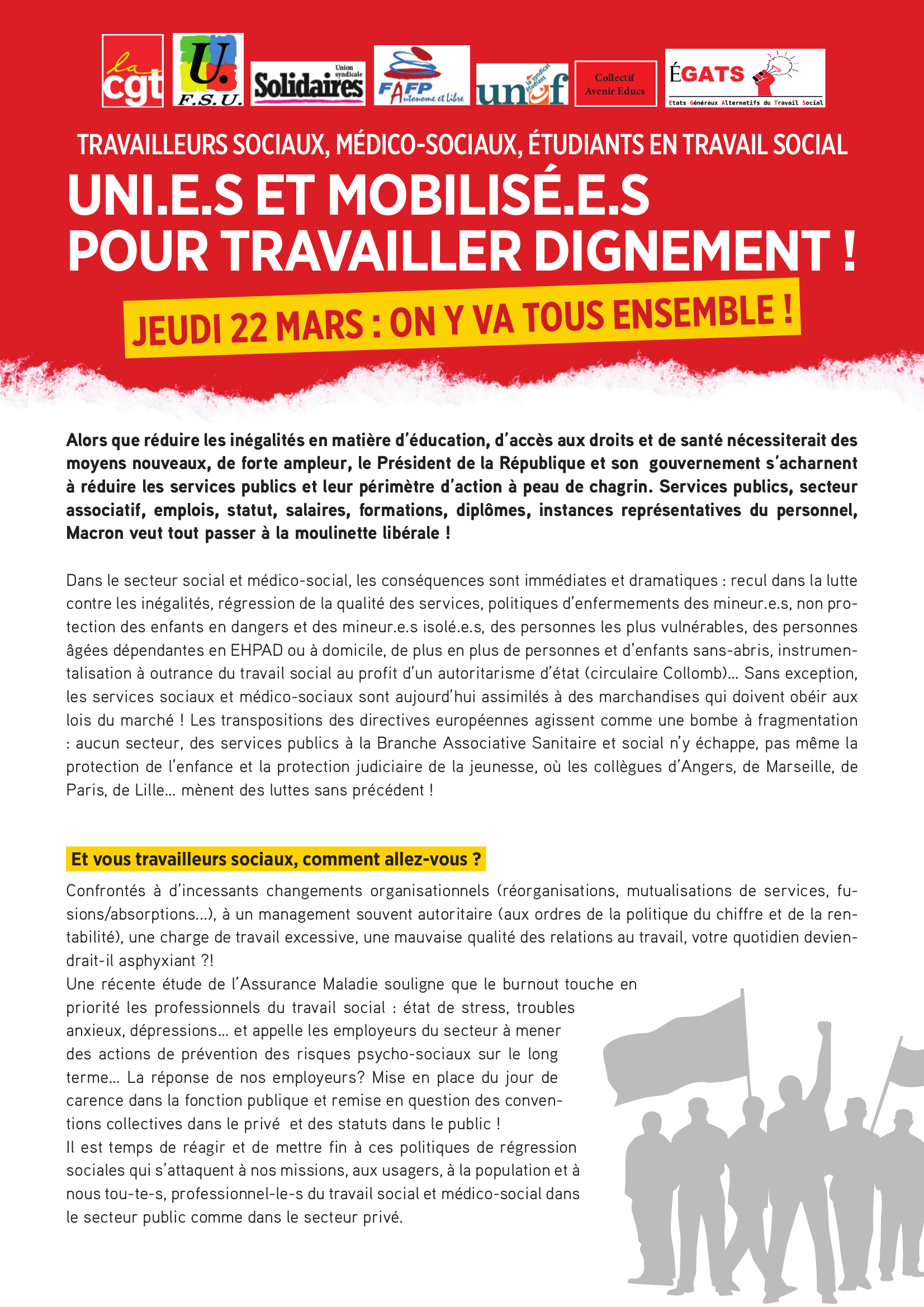 Appel à la grève du 22 mars 2018 Appel à la grève du 22 mars 2018