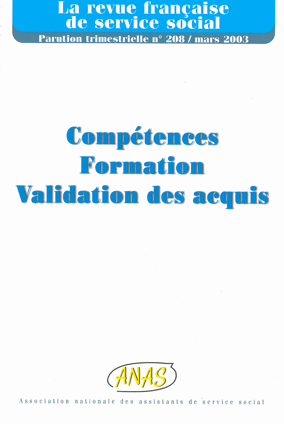 RFSS N°208 : "Compétences, Formation, Validation des acquis"