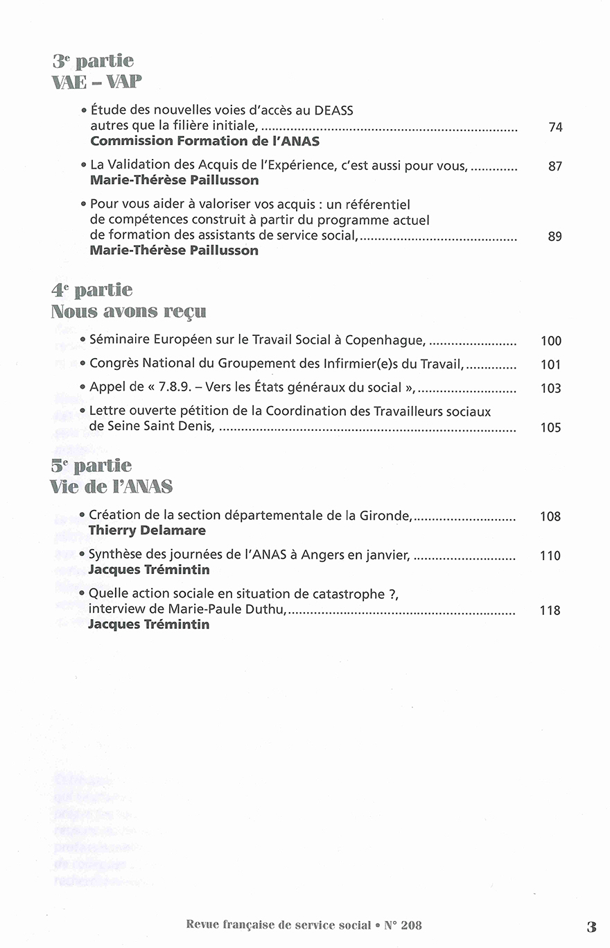 RFSS N°208 : "Compétences, Formation, Validation des acquis"