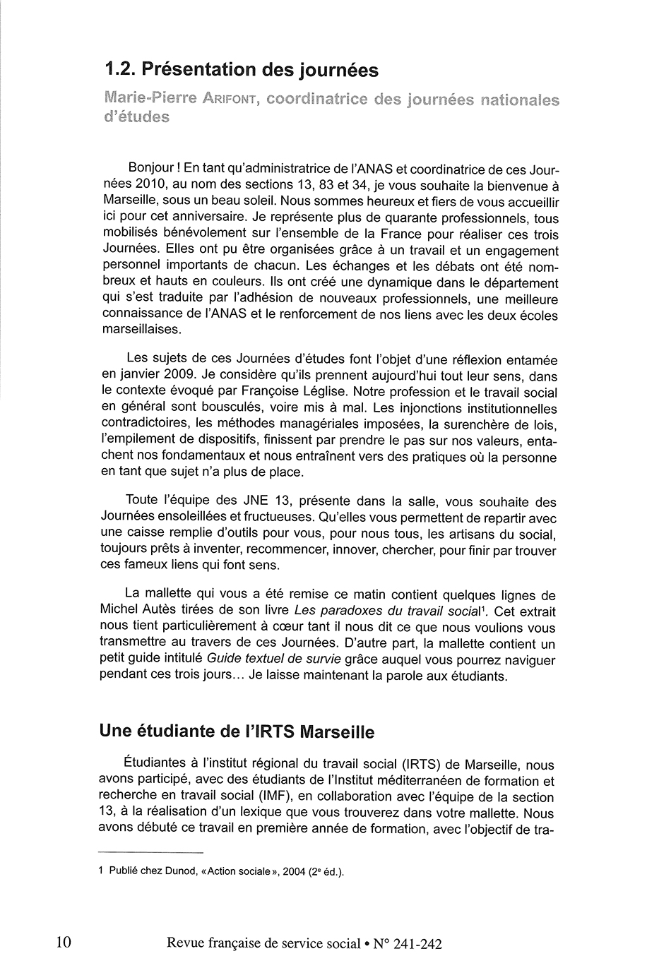 RFSS N°241-242 : "Etre professionnel aujourd'hui" RFSS N°241-242 : "Etre professionnel aujourd'hui"