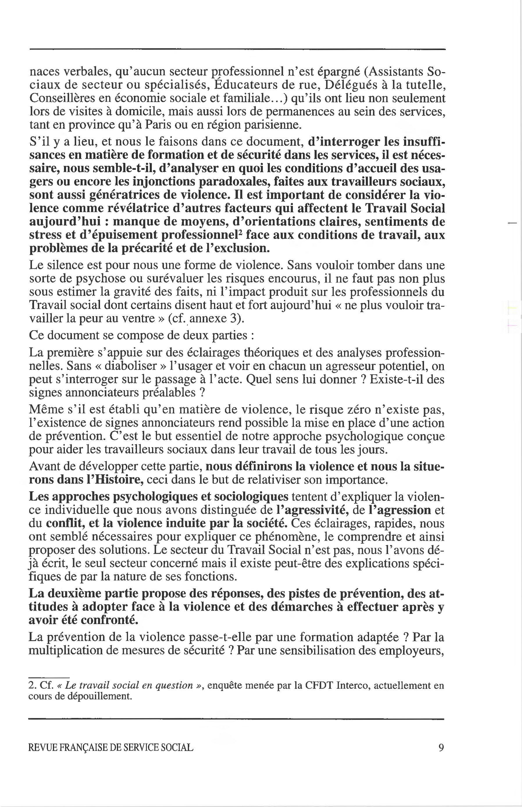 Hors-série Novembre 1997 : "La violence à l'encontre des travailleurs sociaux"