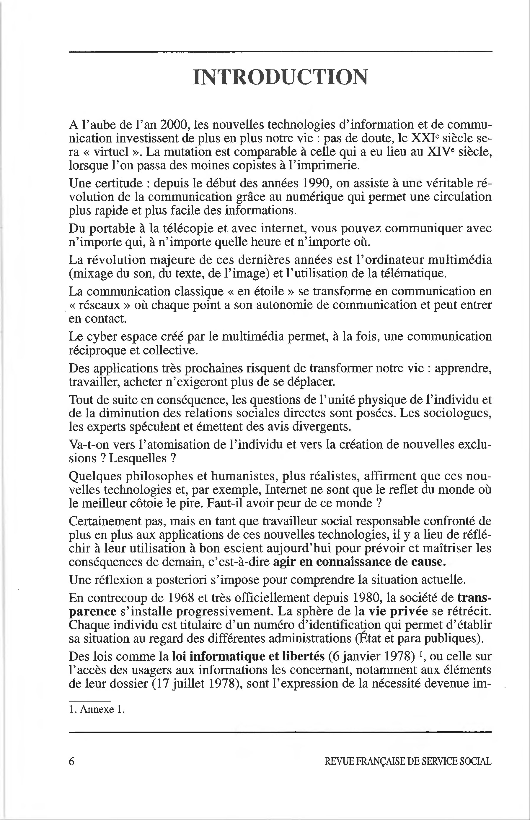 Hors-série Septembre 1998 : "Nouvelles technologies et travail social : vers un travail social informatisé ?"