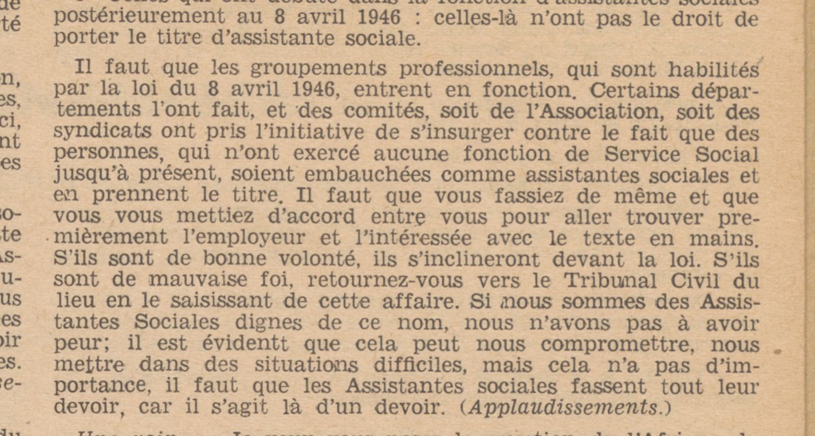 Feuillets de l'Association nationale des assistantes sociales et des assistants sociaux, Association nationale des assistants de service social, Paris, 1947, n° 1947-01, p. 6. Feuillets de l'Association nationale des assistantes sociales et des assistants sociaux, Association nationale des assistants de service social, Paris, 1947, n° 1947-01, p. 6.