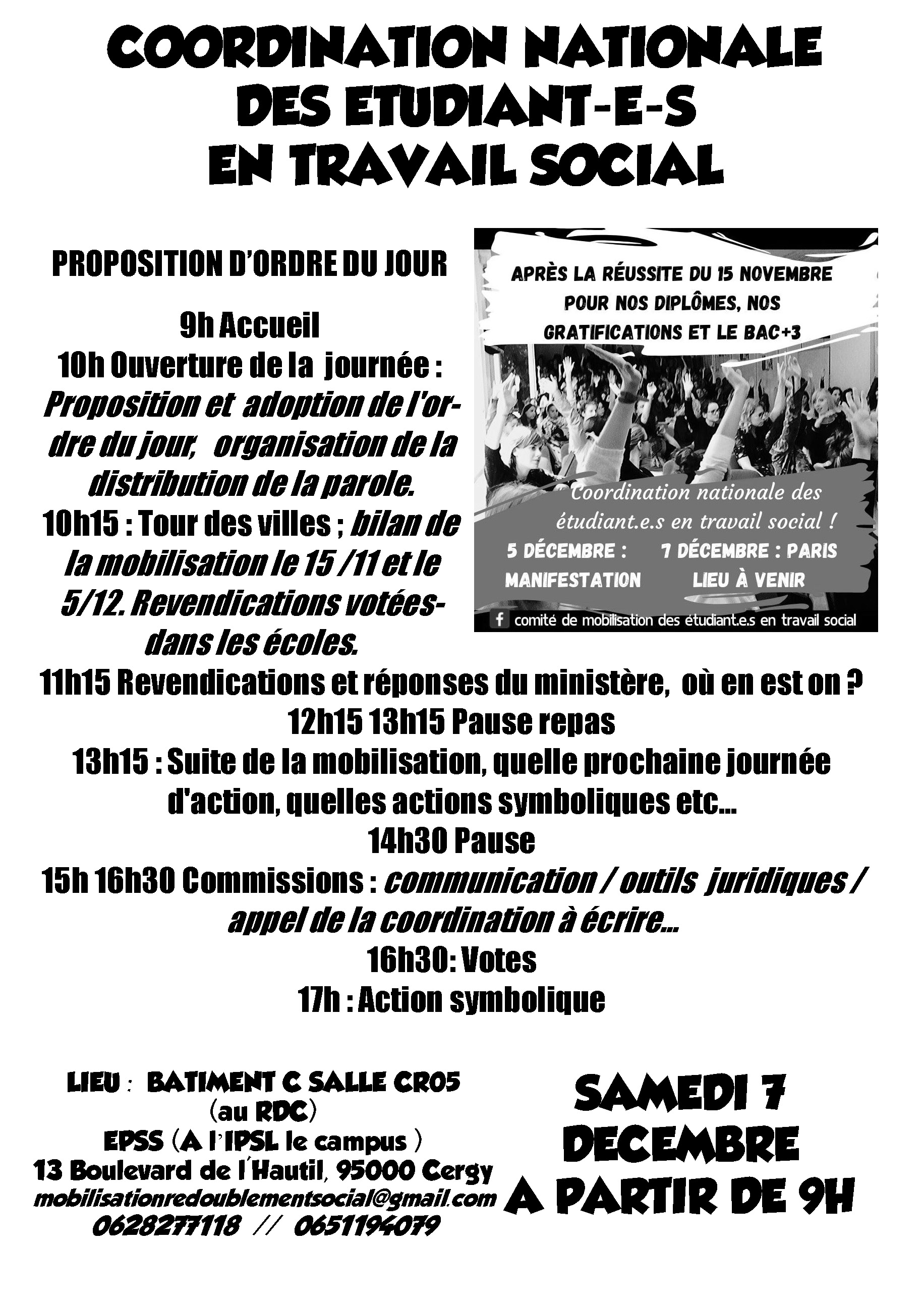 Coordination nationale des étudiant-e-s en travail social le 7 décembre 2019