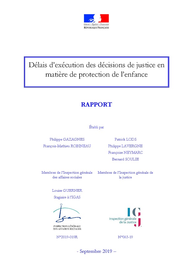 Rapport IGAS - Délais d’exécution des décisions de justice en matière de protection de l’enfance