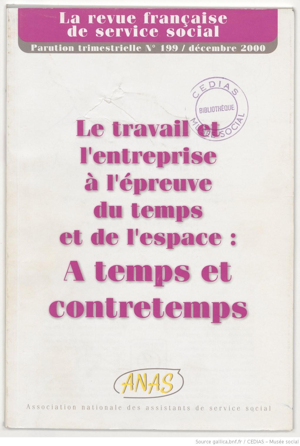 La Revue française de service social n° 199 - Décembre 2000