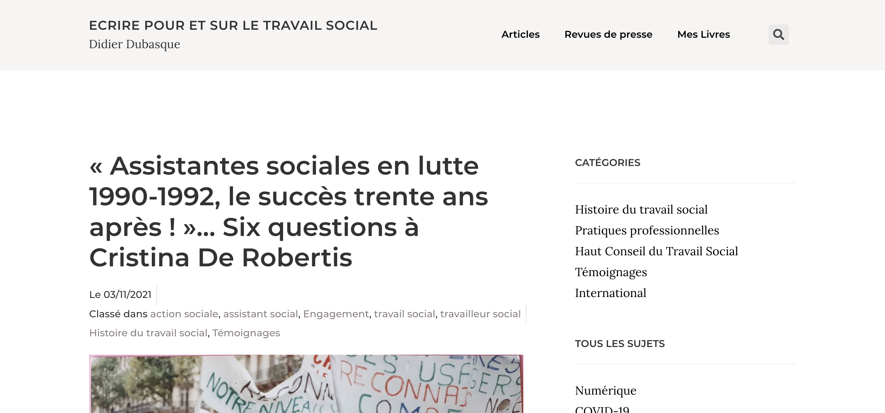 Cristina De Robertis - Assistantes sociales en lutte 1990-1992 le succès trente ans après !